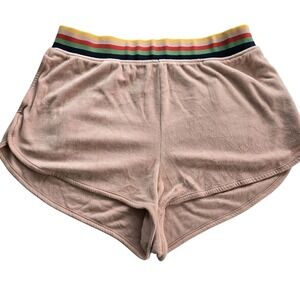 😀 Wild Fable Womens Shorts M Pink Velour Lounge Striped Waistband Casual‎